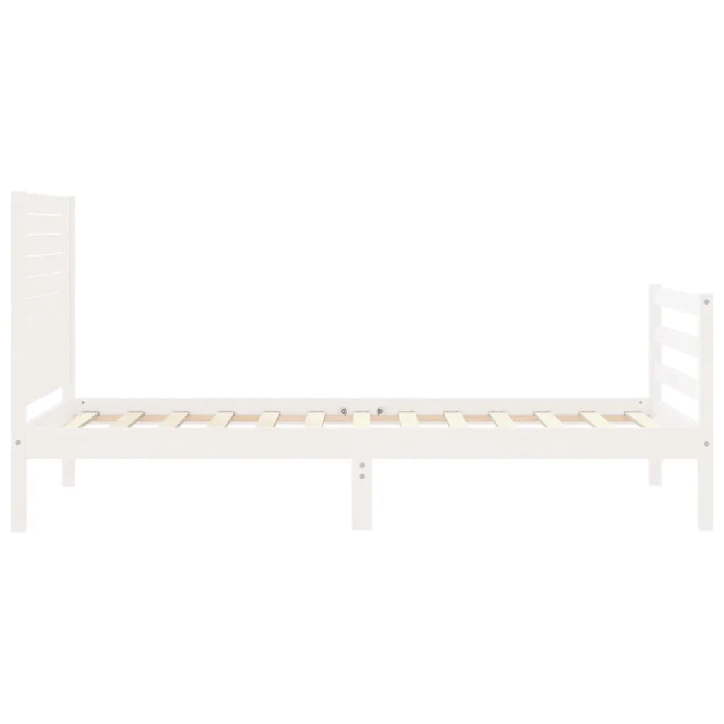 Giroletto con Testiera-Struttura Letto con testiera Bianco Single in Legno Massello 888074