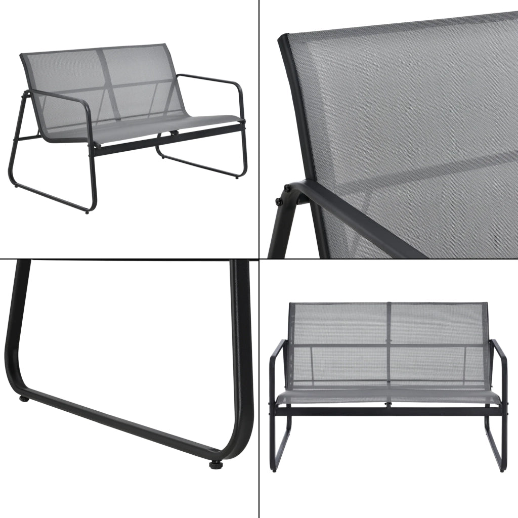 Set di mobili da giardino da 4 pezzi in acciaio rivestito in PVC nero e grigio chiaro 03_0008240