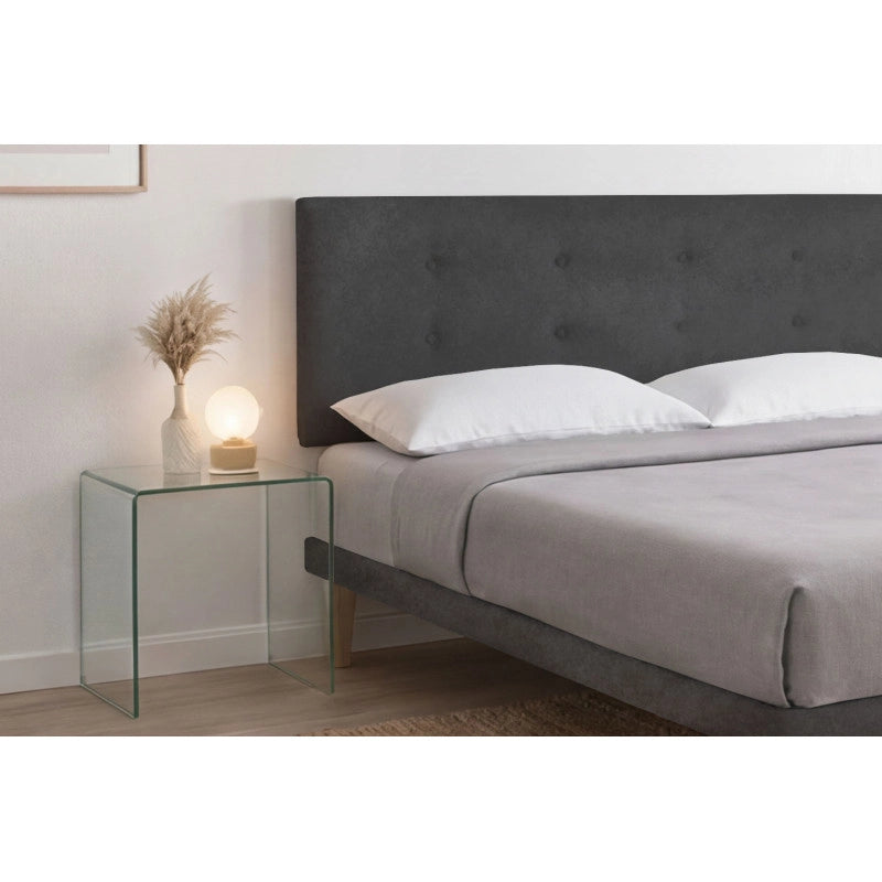 Letto imbottito Matrimoniale 180x190 cm Button - Con rete,Microfibra,Grigio