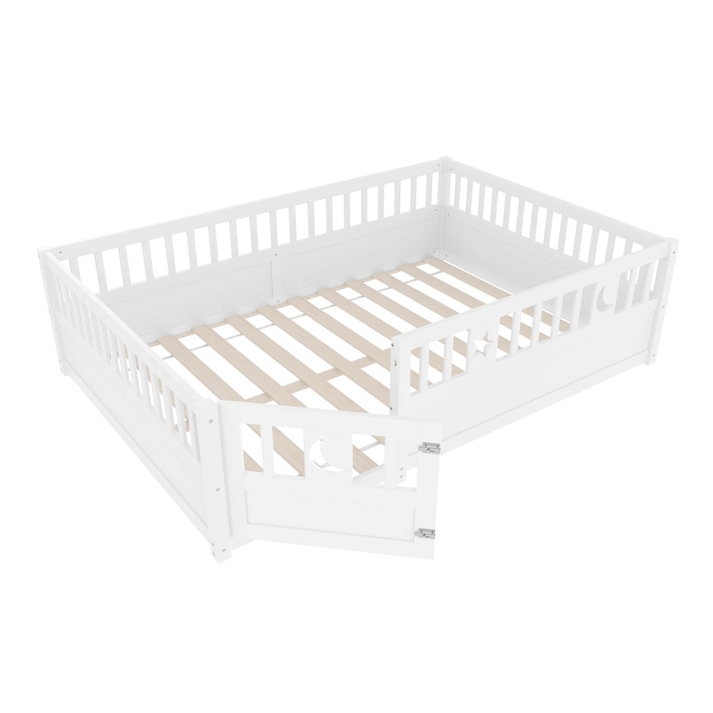 Letto per Bambini 140 x 190 cm; Letto Singolo con Sponda e Blocco di Sicurezza; Bianco