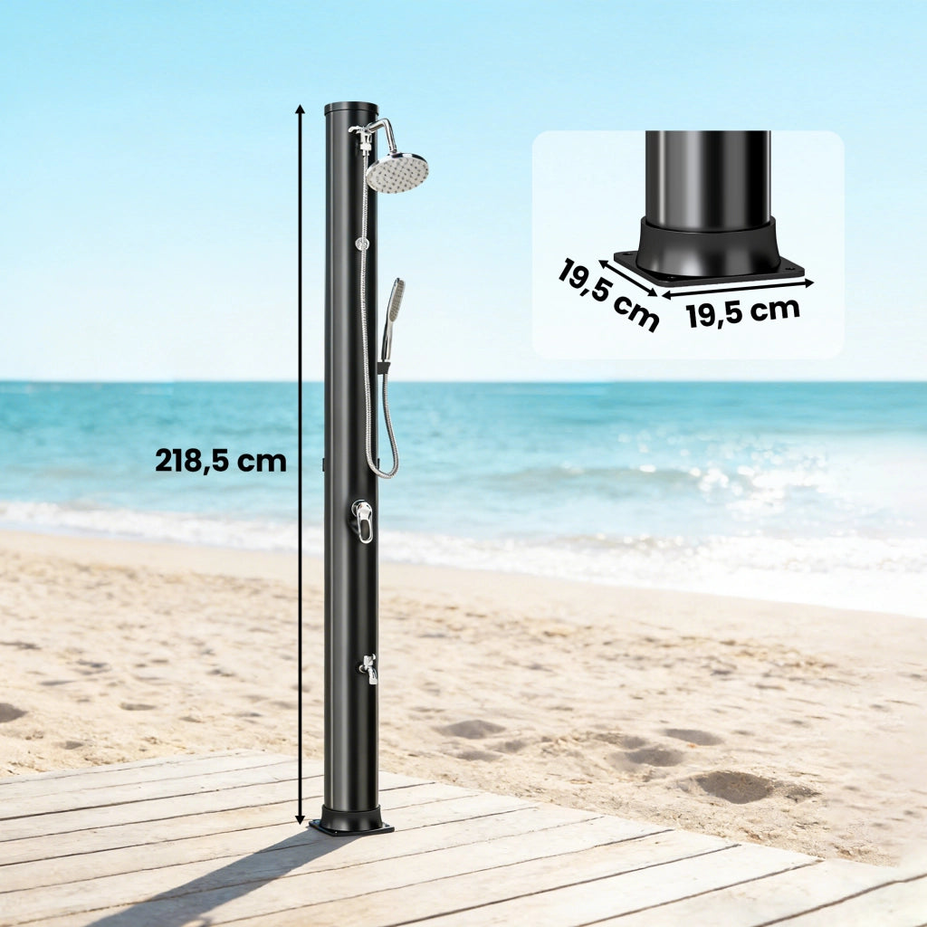 Doccia Solare da Giardino 40L con Rubinetto e Pannello ¨C Zephmum ¨C Nero
