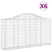 Cestini gabbioni recinzione a gabbia muro di contenimento ad arco 6 pezzi 200 x 30 x 100/120 cm ferro zincato argento 02_0040979