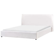 Letto matrimoniale imbottito velluto bianco sporco 180 x 200 cm grande testata classica