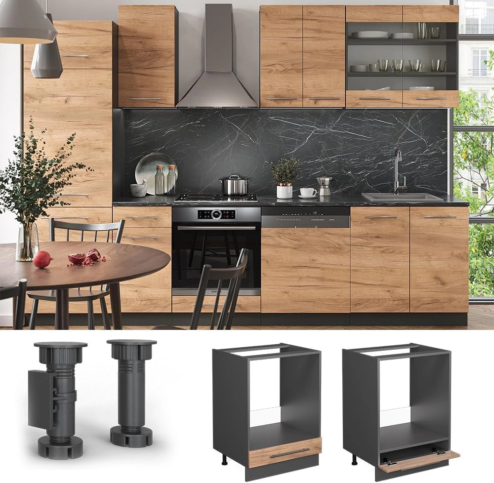 Mobile per forno da incasso Fame-Line, Quercia dorata, 60 cm senza piano di lavoro, per la combinazione con altri moduli della serie Fame-Line