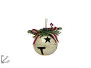 Decorazione Natalizia Campanaccio in Metallo con Fiocco e Vischio Oro 20 cm