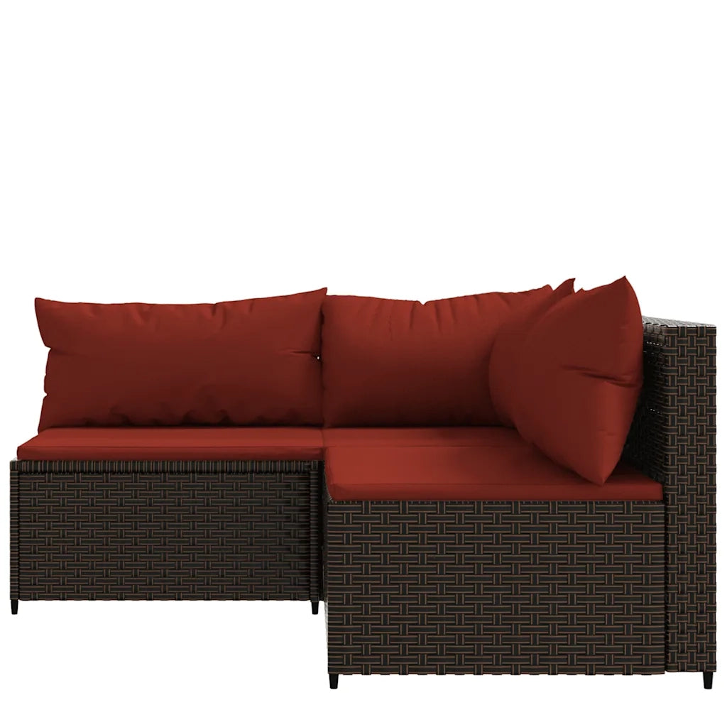 Set Mobili da Giardino 3 pz con Cuscini in Polyrattan Marrone CFW3637083