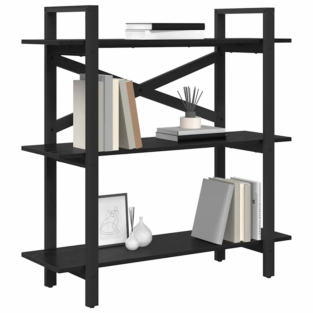 Libreria-Scaffale per Libri-Mobile di Stoccaggio Rovere Nero 100 x 33,5 x 102 cm Legno multistrato