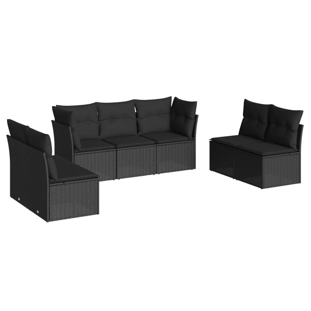 Set Divani da Giardino con Cuscini 7pz Nero Polyrattancod mxl 113931