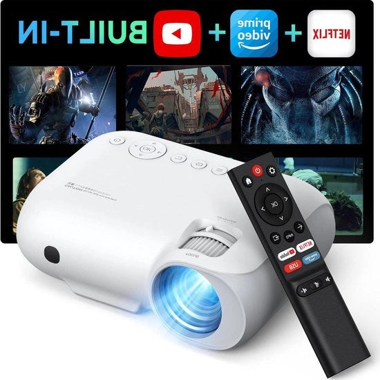 Schermo Proiettore 4K WiFi Bluetooth 450 ANSI-lumen - proiettore integrato compatibile con Full HD 1080P - Netflix - Prime Video - YouTube - proiettore home cinema Y9 - Fire Stick - smartphone - PS5 Schermo Proiettore