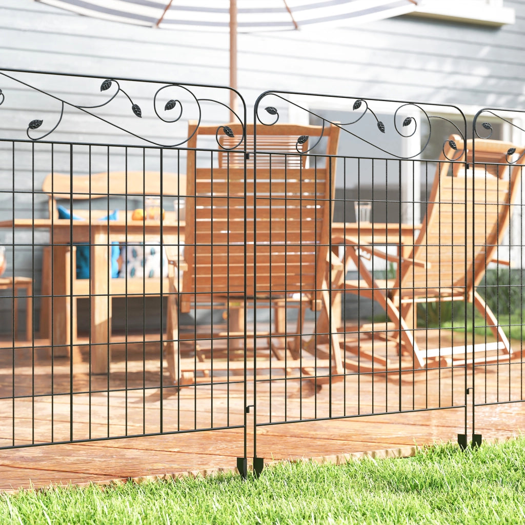 Recinzione da giardino in metallo ¨C zephmum ¨C nero 352x110cm