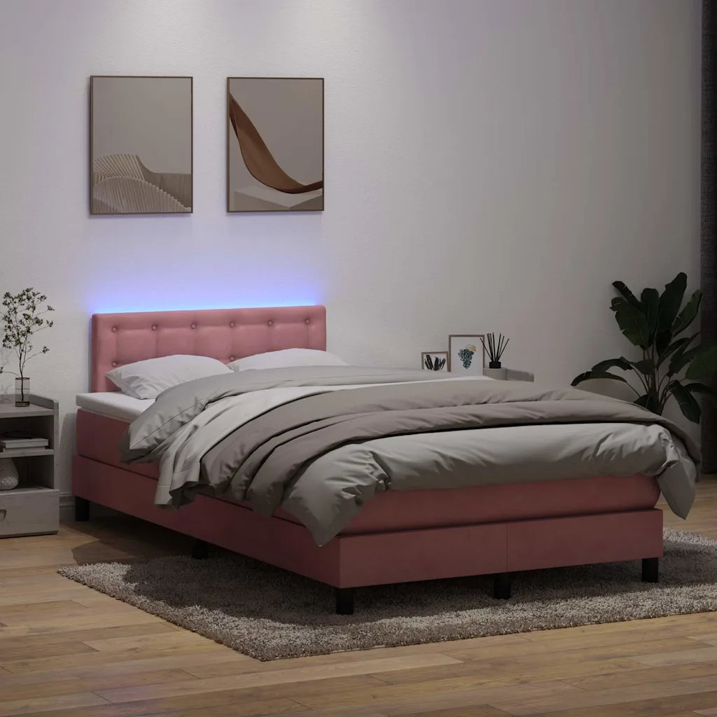 Letto a Molle con Materasso e LED Rosa 120x220 cm in Velluto 3317312