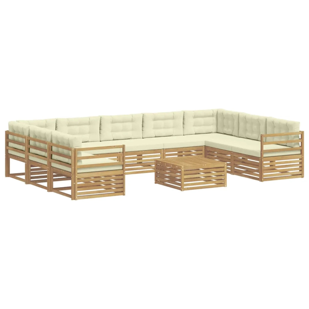 Set di divani da esterno 10 pcs Bianco e Crema Poliestere 3391175