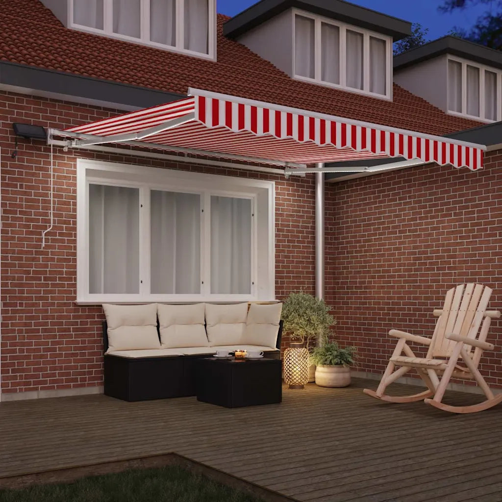 Tenda Retrattile Rosso e Bianco 350 x 250 cm Tessuto e acciaio 3330268