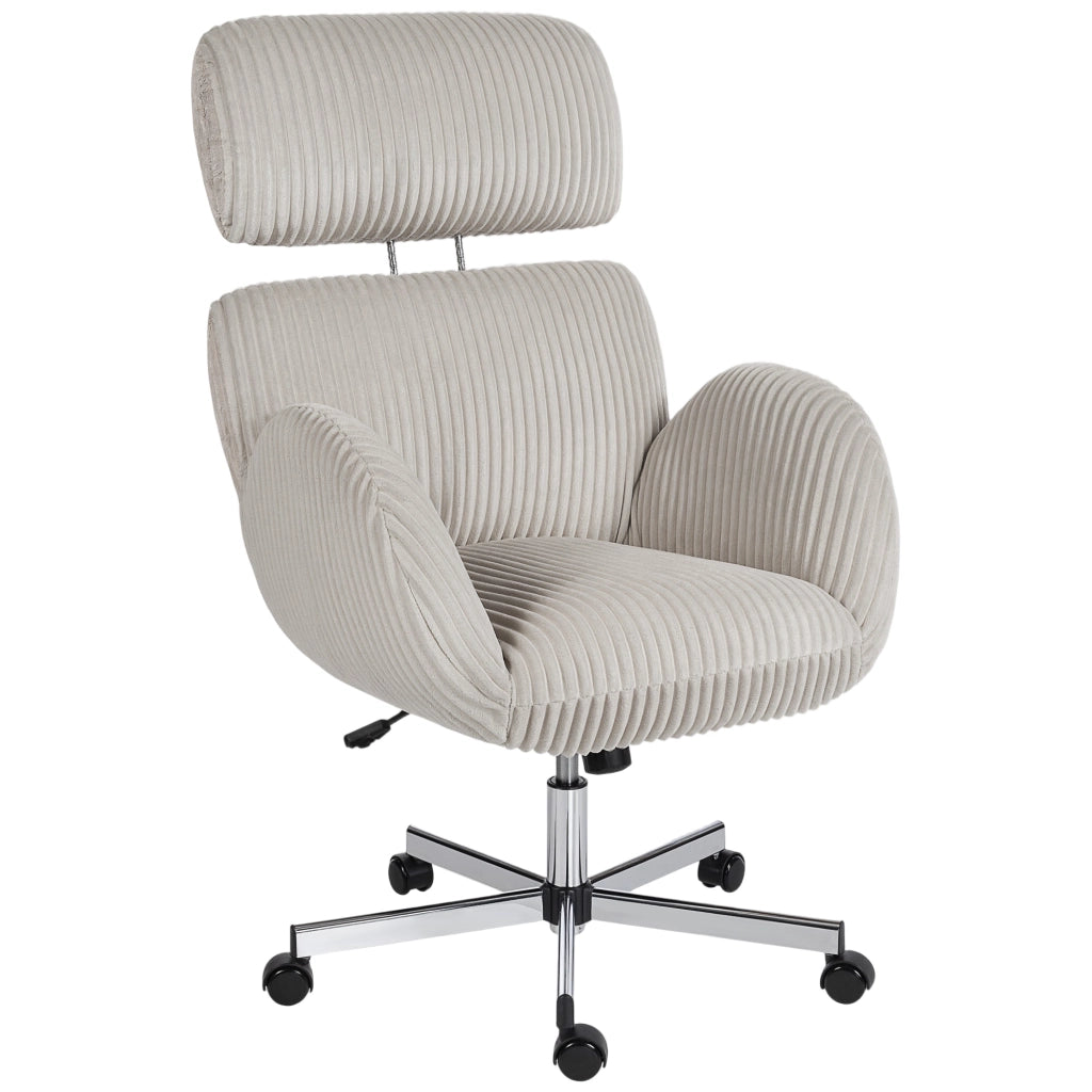 Poltrona da ufficio ergonomica in velluto con schienale alto, poggiatesta regolabile e braccioli ¨C Xylo ¨C Grigio