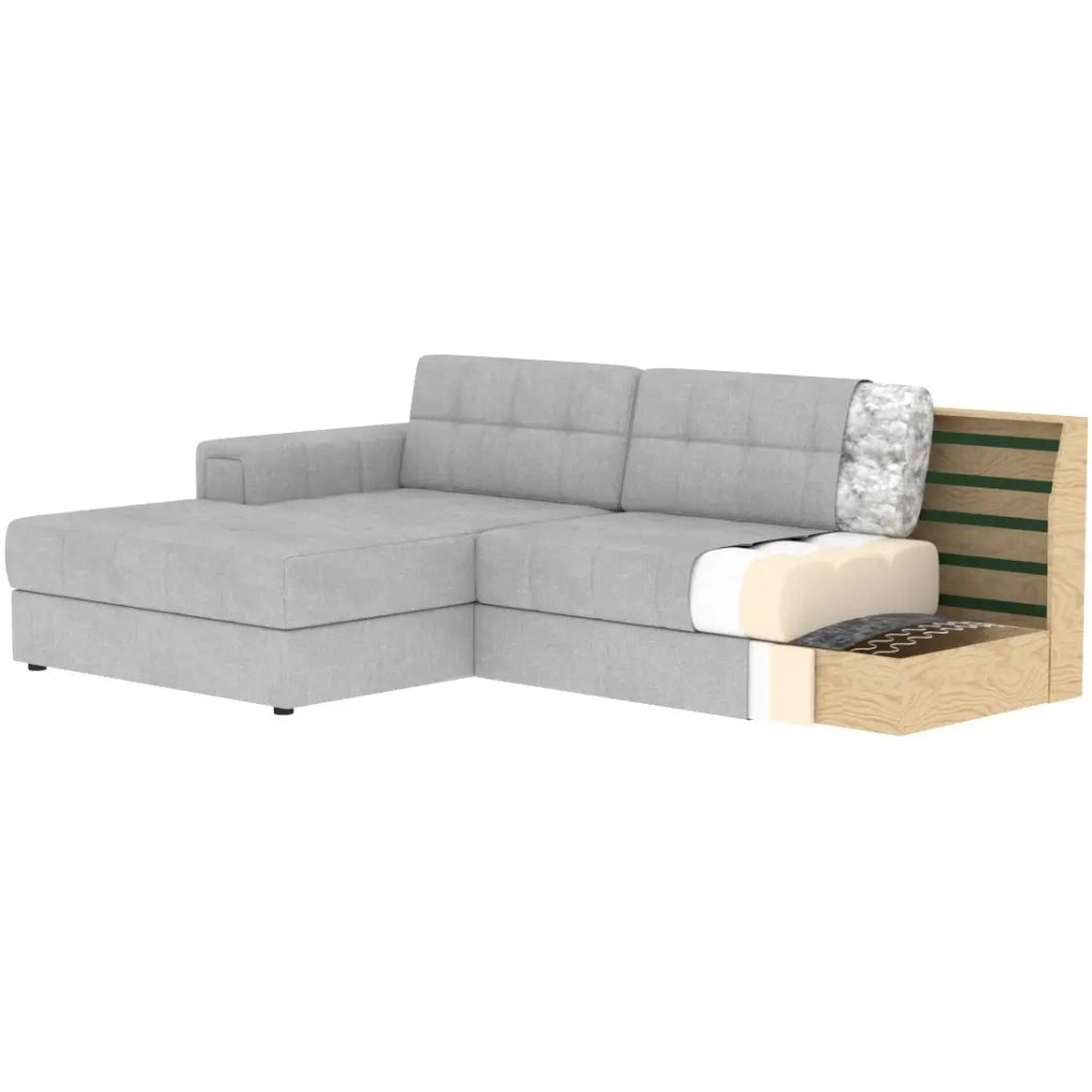 Divano ad angolo convertibile CUBITO grigio 240 cm con contenitore e letto