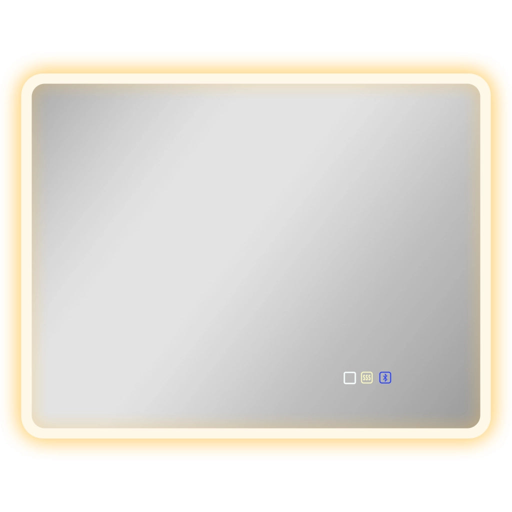 Specchio da Bagno 70x90 cm LED Bluetooth con Interruttore Touch Luce 3 Colori Anti-appannamento Argento