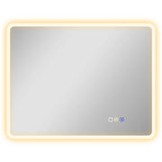 Specchio da Bagno 70x90 cm LED Bluetooth con Interruttore Touch Luce 3 Colori Anti-appannamento Argento