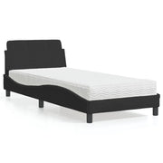 Letto con Materasso-Struttura Letto con Materasso Dover Nero 80x200 cm in Velluto