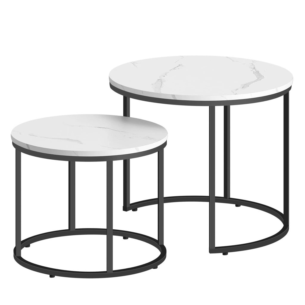 Set di 2 tavolini rotondi Valora | Piano in marmo con gambe nere