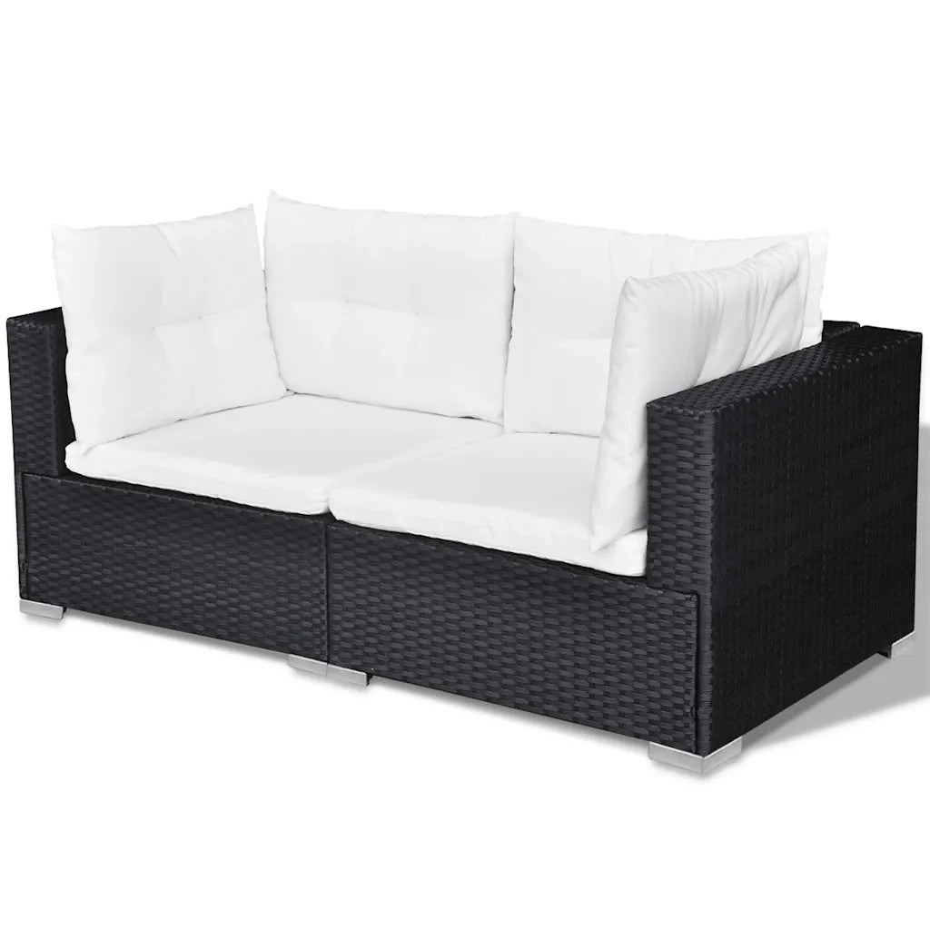 Set Divani da Giardino 10 pz con Cuscini in Polyrattan Nero cod mxl 34576