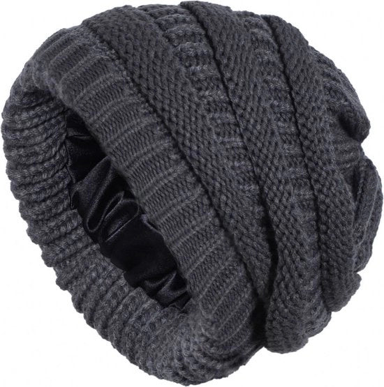 Muffa da Capo Donna - Calda e Impermeabile Muffa Invernale - Muffa a Maglia con Cappuccio - Stoffa con Telaio Leggero - Muffa in Lana per Uomo e Donna - Adatta per Circonferenza del Capo 55-60cm - Color Grigio Scuro