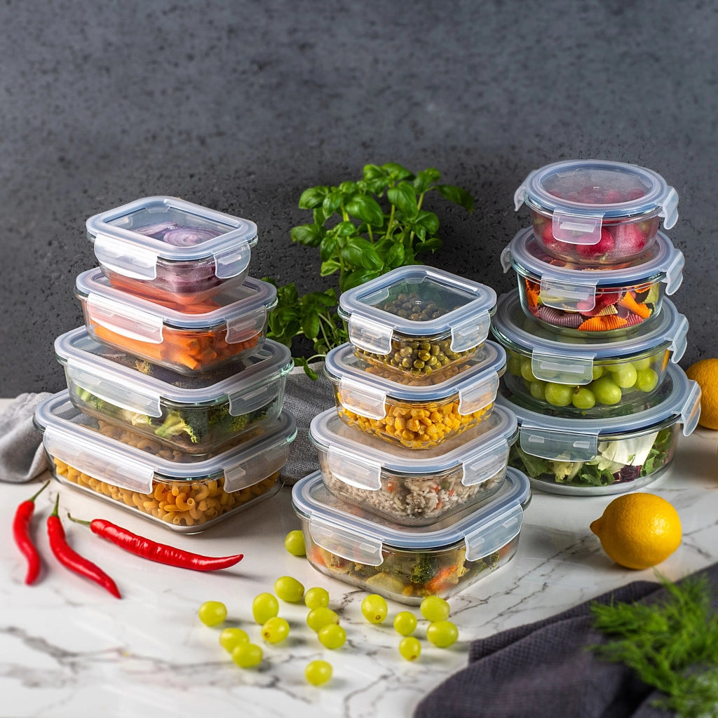 Set di contenitori per alimenti KADAX in vetro, portapranzo in vetro, 12 pezzi