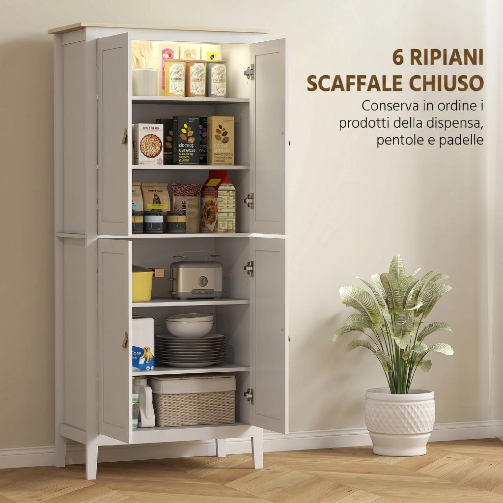 Credenza Cucina con Luce LED ¨C zephmum ¨C Bianco 177 cm