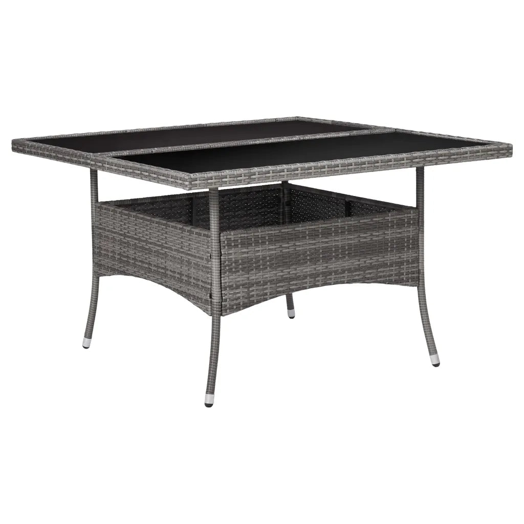 Set da Pranzo per Giardino 9 pz in Polyrattan e Vetro Grigio cod mxl 43766