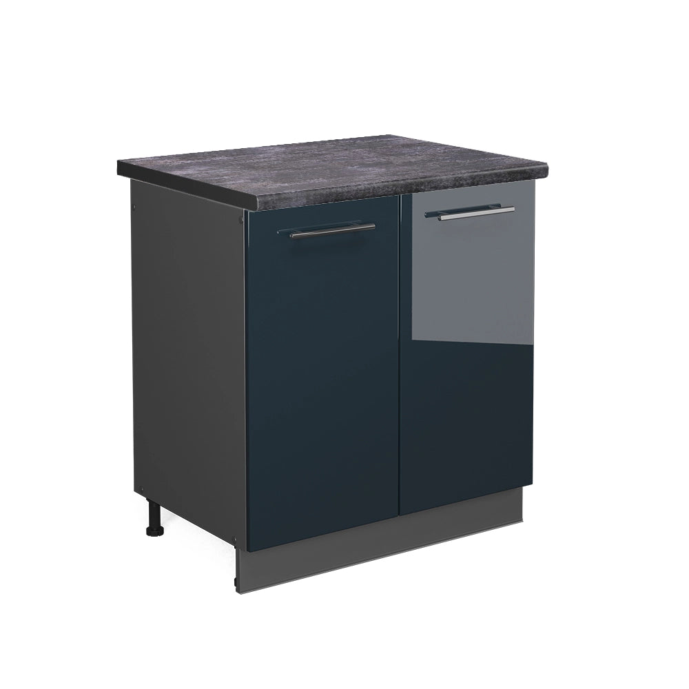 Mobile lavello cucina Fame-Line Blu scuro lucido/Antracite 80 cm, PL Antracite Vicco