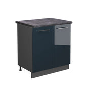 Mobile lavello cucina Fame-Line Blu scuro lucido/Antracite 80 cm, PL Antracite Vicco