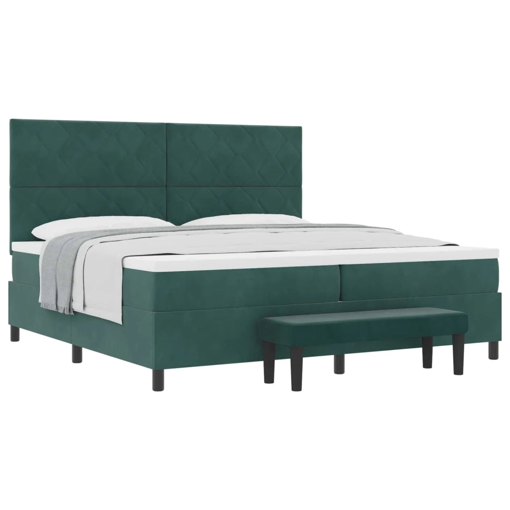 Letto a molle con materasso Verde Scuro 200 x 200 cm Velluto 3344603
