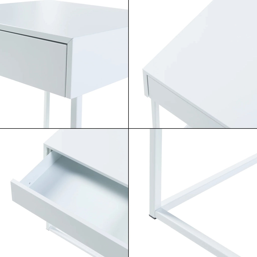 Tavolino con cassetto acciaio 50 x 43 x 41 cm bianco opaco 03_0010946
