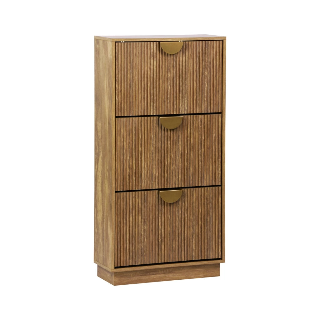 Scarpiera effetto legno di mango scanalato 3 cassetti