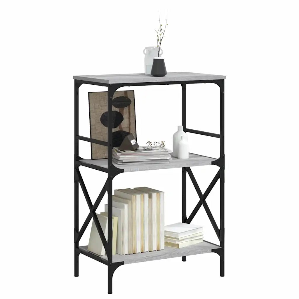 Libreria 3 Ripiani-Scaffale per Libri-Mobile di Stoccaggio Grigio Sonoma 59x35x90,5cm Legno Multistrato