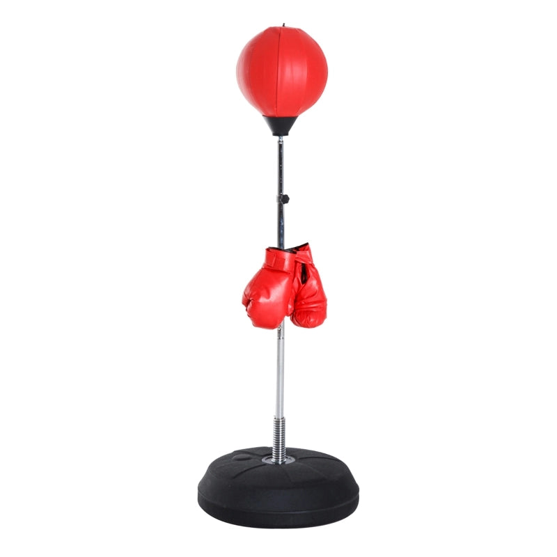 Set da boxe con sacco da boxe, altezza regolabile, guantoni inclusi, 126-144 cm, rosso