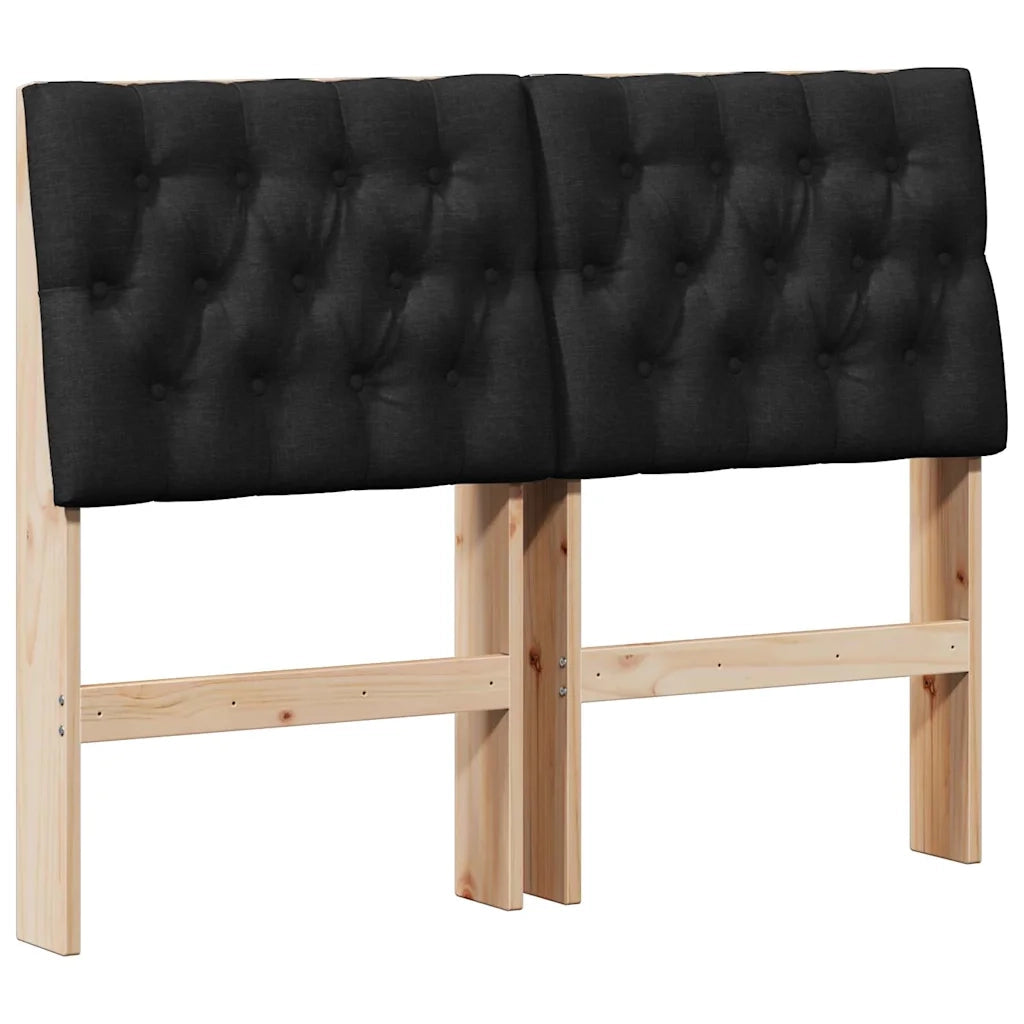 Testiera imbottita Nero 120 cm Pino massello 879351
