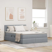 Letto con contenitore LED e materasso Grigio Chiaro
