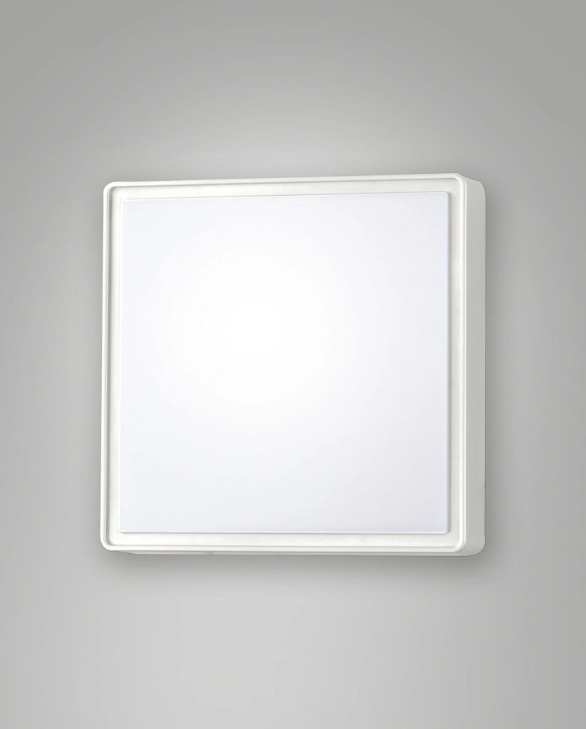 Oban Plafoniera LED 15W 1750lm 3000K Bianco in Policarbonato IP65 - Made in Italy, Design Quadrato Compatto e Resistente - Codice: 3205-61-102