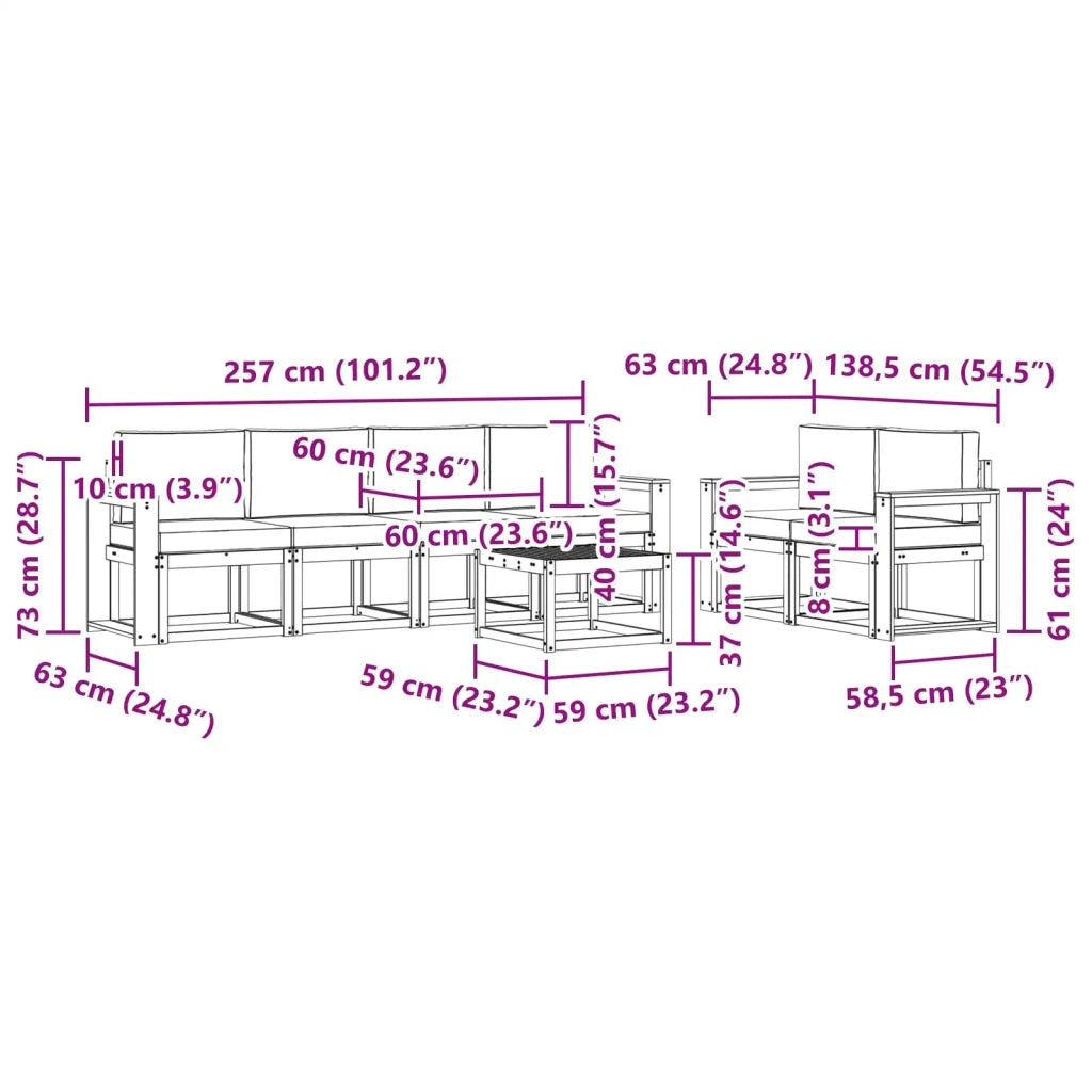 Set di divani da esterno 7 pz Bianco e Antracite 3387286