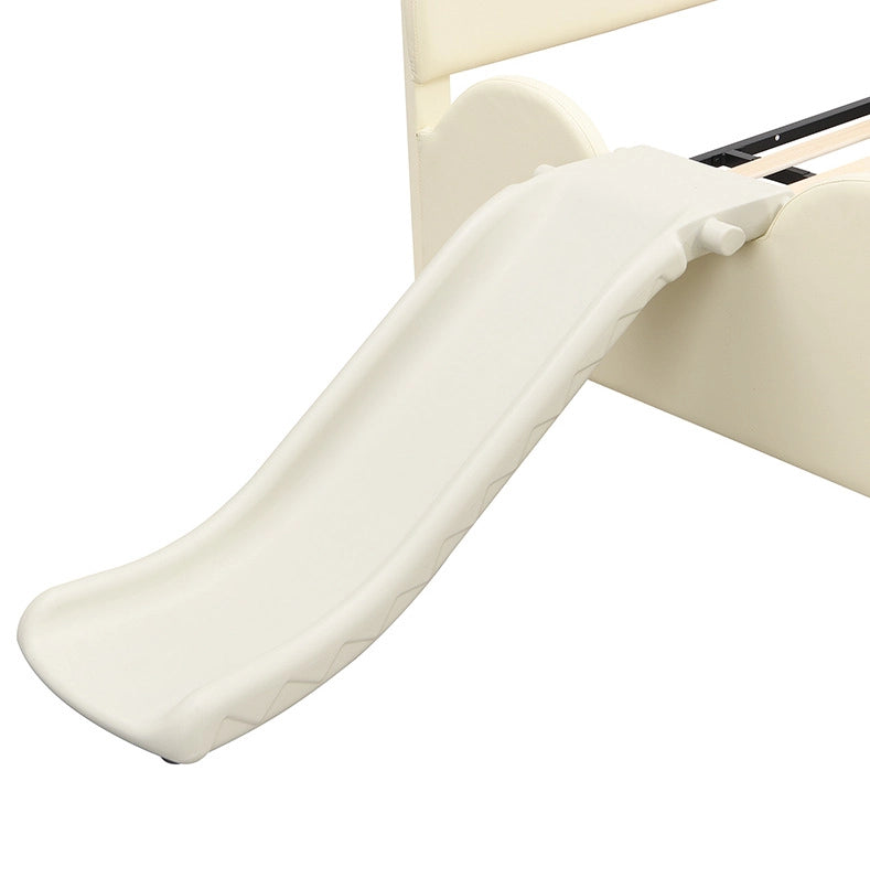 Letto per bambini 140x200 cm con scivolo e scala; PU; beige