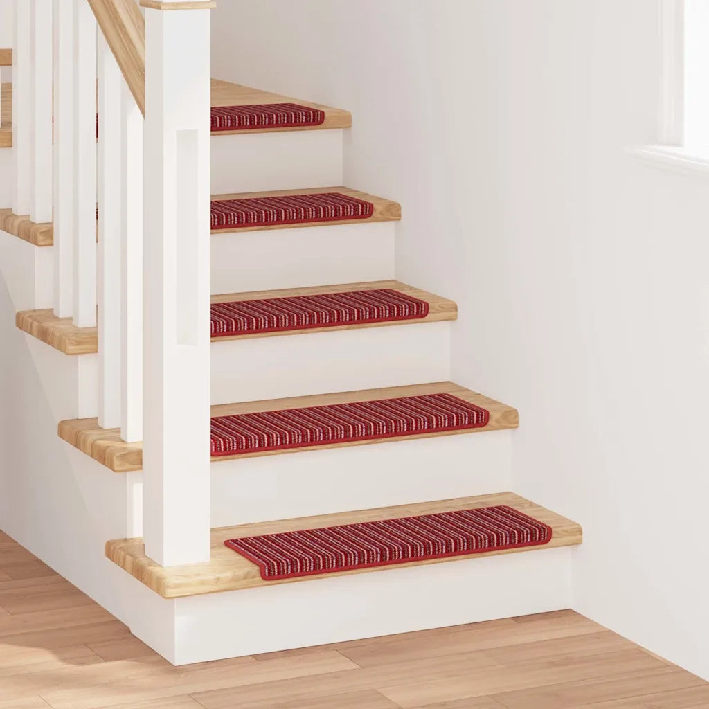 Tappetini per scale autoadesivi 15 pcs Rosso 65 x 21 x 4 cm 42011451