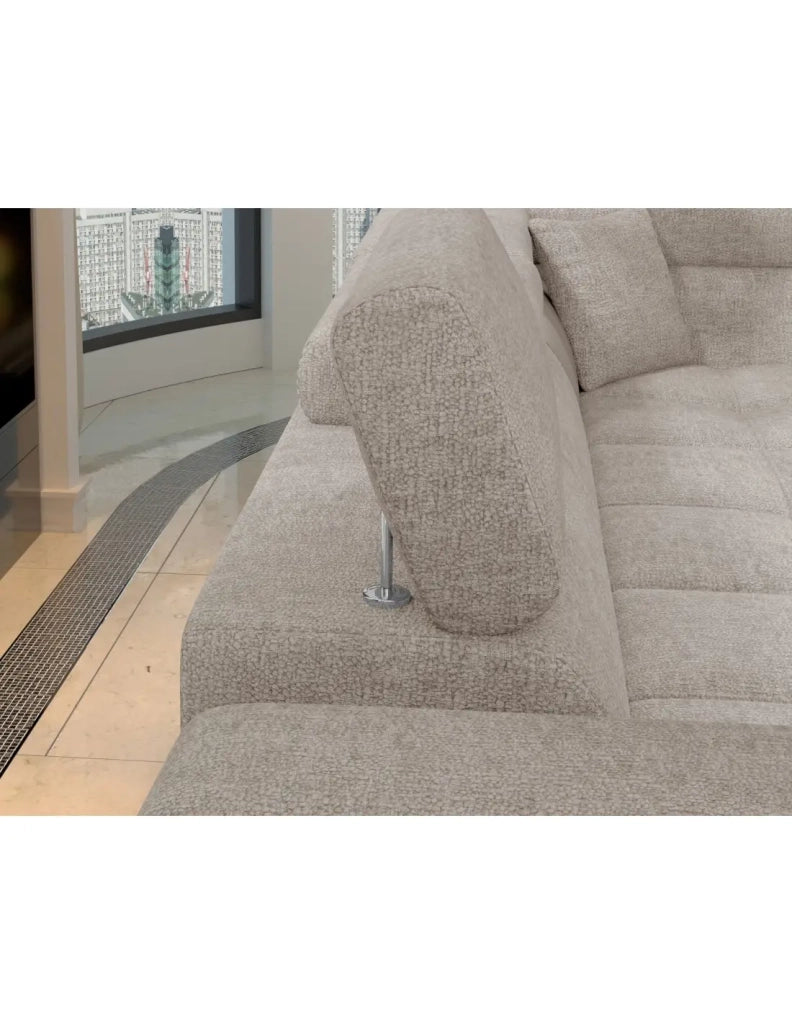 Divano ad angolo convertibile PALAZZO 4 posti beige – angolo sinistro con contenitore
