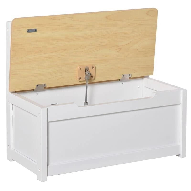CASSAPANCA PER BAMBINI 2 IN 1 IN LEGNO 60X30X50CM BIANCO E LEGNO NATURALE