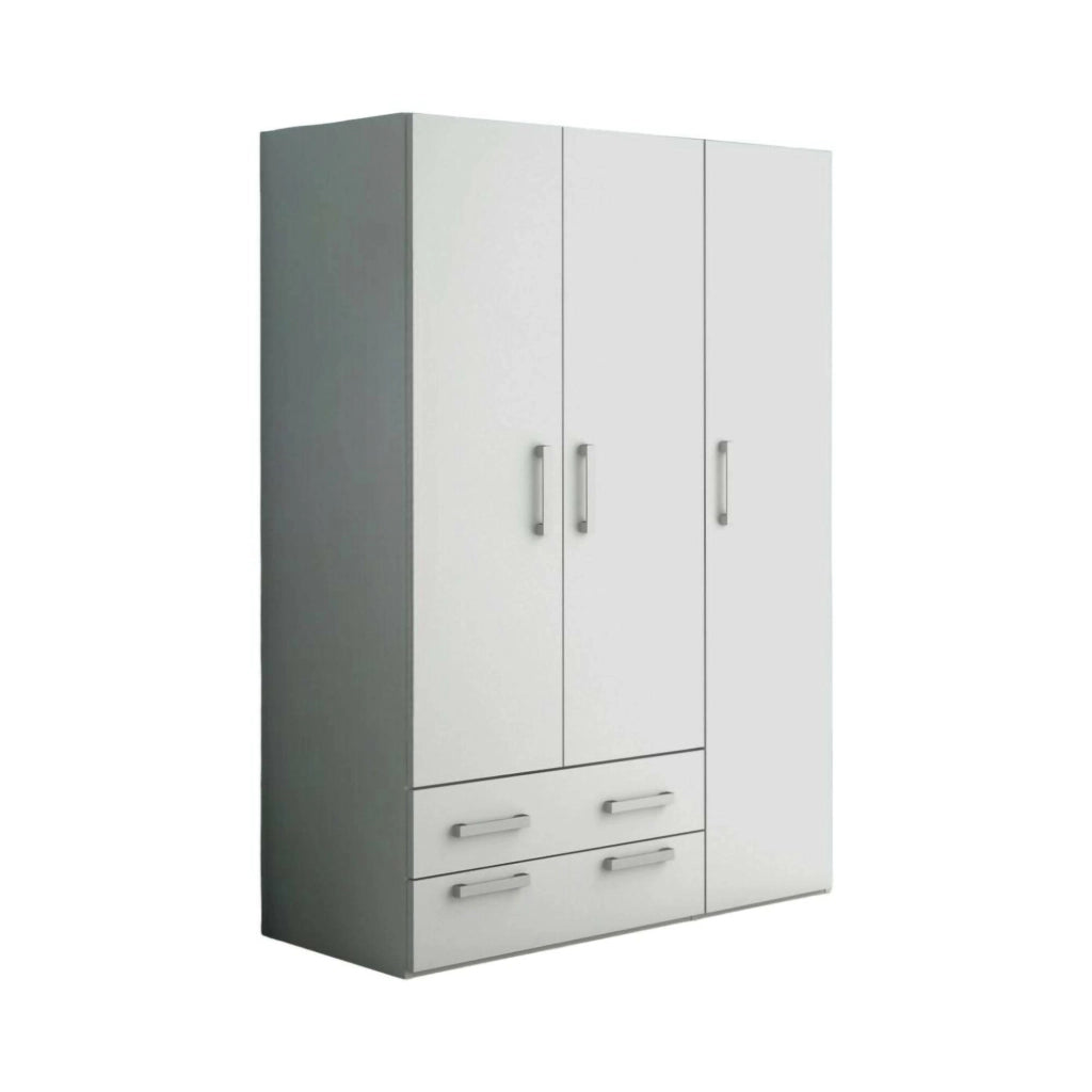 Armadio Camera da Letto Pama, Guardaroba 3 Ante Appendiabiti Made in Italy, 120x52 cm Bianco