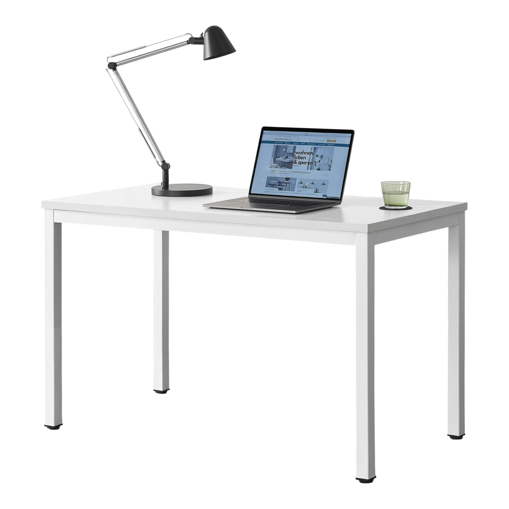 Scrivania Odense con Gambe in Acciaio e Piedini Regolabili 75 x 120 x 60 cm - Bianco [en.casa]