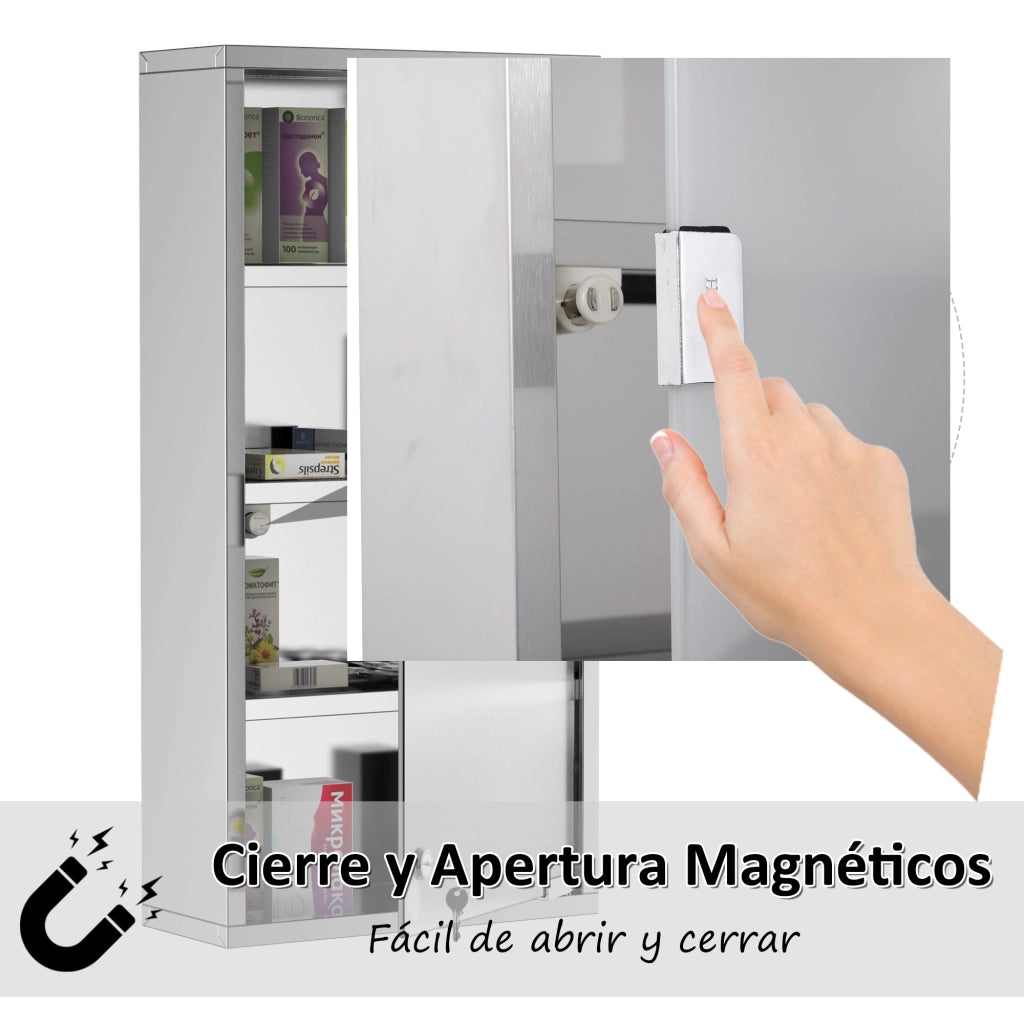 Armadietto Pronto Soccorso ¨C zephmum ¨C Acciaio Inox 4 Ripiani con Serratura