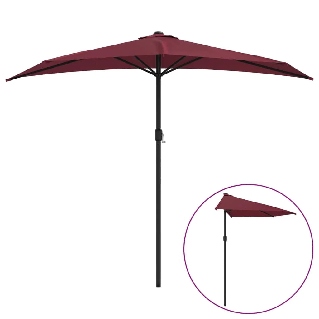 Palo in alluminio per ombrellone da balcone 270 x 135 x 245 cm mezzo bordeaux 02_0008314