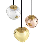 Lampada a sospensione multicolore con base in ferro e paralume in vetro, stile moderno, 146 cm, cavo regolabile