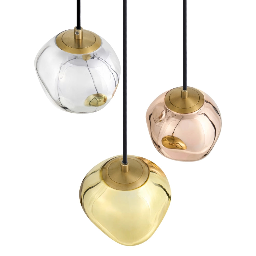 Lampada a sospensione multicolore con base in ferro e paralume in vetro, stile moderno, 146 cm, cavo regolabile