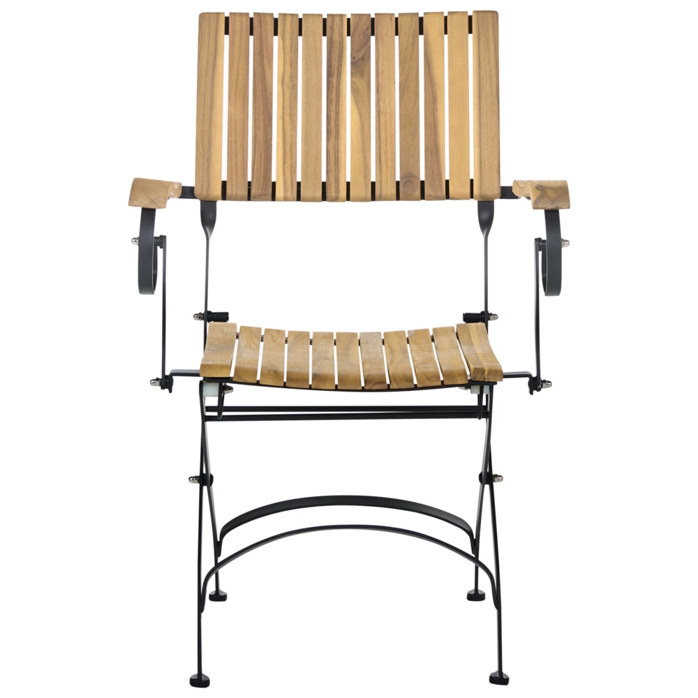 Set da giardino composto da 2 sedie con braccioli in legno di acacia laminato, struttura in acciaio, stile moderno, marrone chiaro